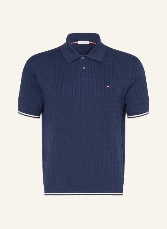 TOMMY HILFIGER Strick-Poloshirt DUNKELBLAU