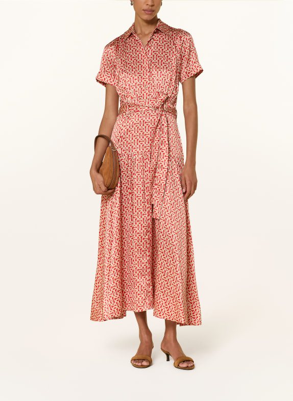 dea kudibal LUNADEA-jurk in overhemdstijl van zijde ROOD / CAMEL / BEIGE