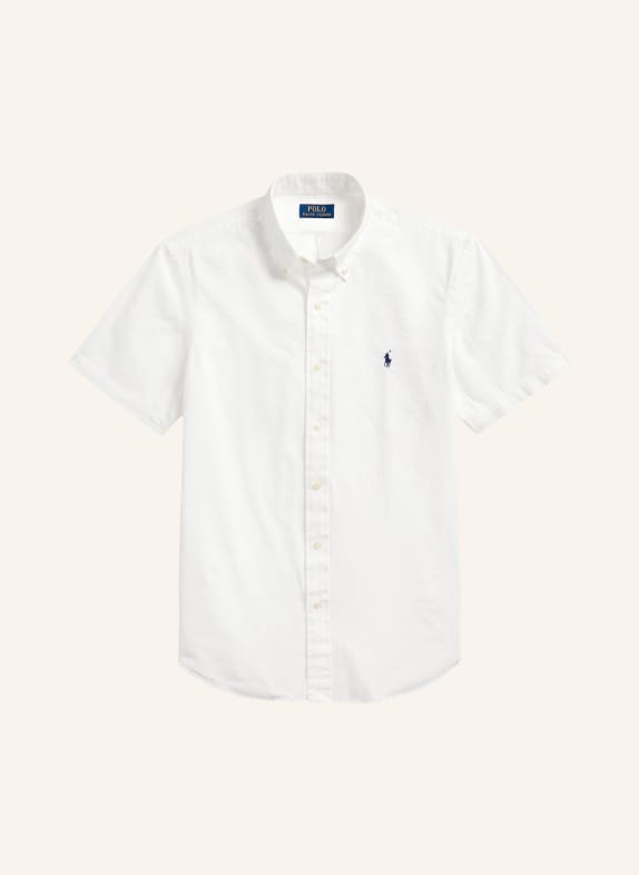 POLO RALPH LAUREN Overhemd met korte mouwen, Custom Fit WIT / DONKERBLAUW