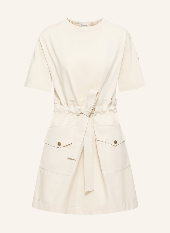 MONCLER Šaty z kombinace materiálů KRÉMOVÁ