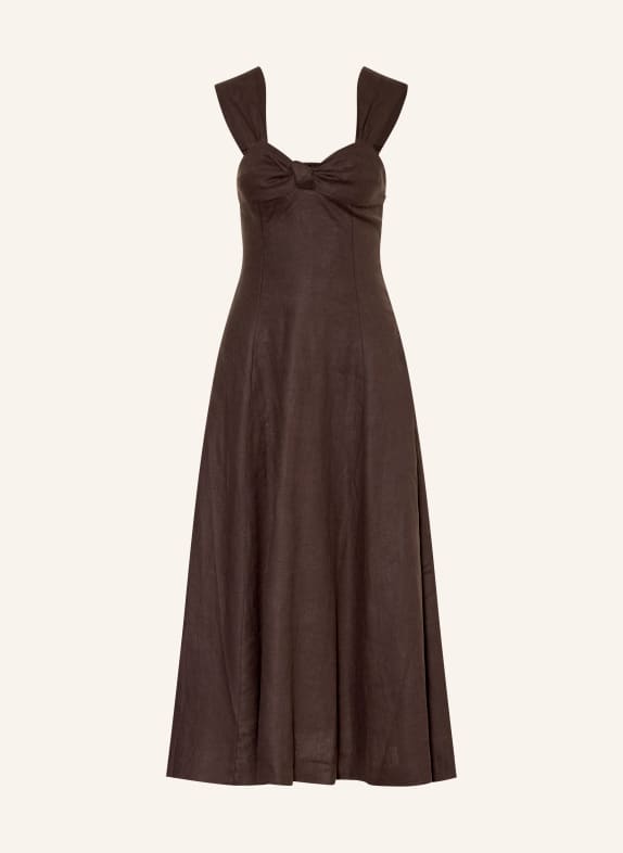 FAITHFULL THE BRAND PALLIDA Linen Dress DARK BROWN