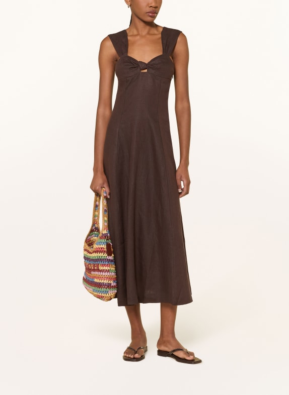 FAITHFULL THE BRAND Leinenkleid PALLIDA DUNKELBRAUN