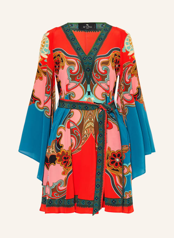 ETRO Seidenkleid ORANGE / HELLROT / TÜRKIS