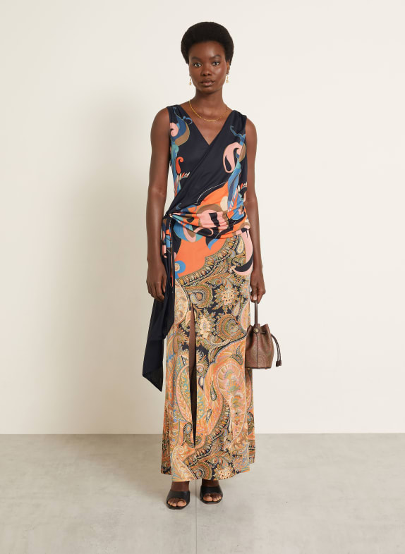 ETRO Jerseykleid in Wickeloptik SCHWARZ / ROSA / ORANGE