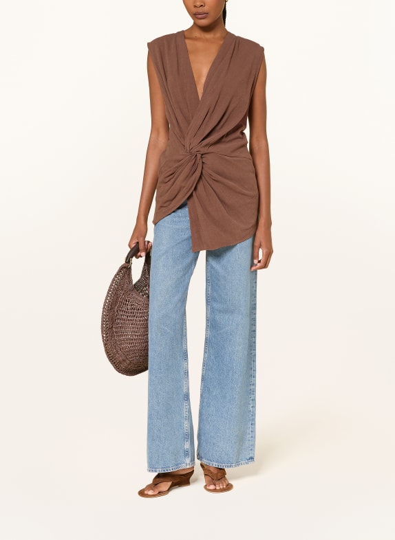 LEZU Top NAO met wikkellook BRUIN