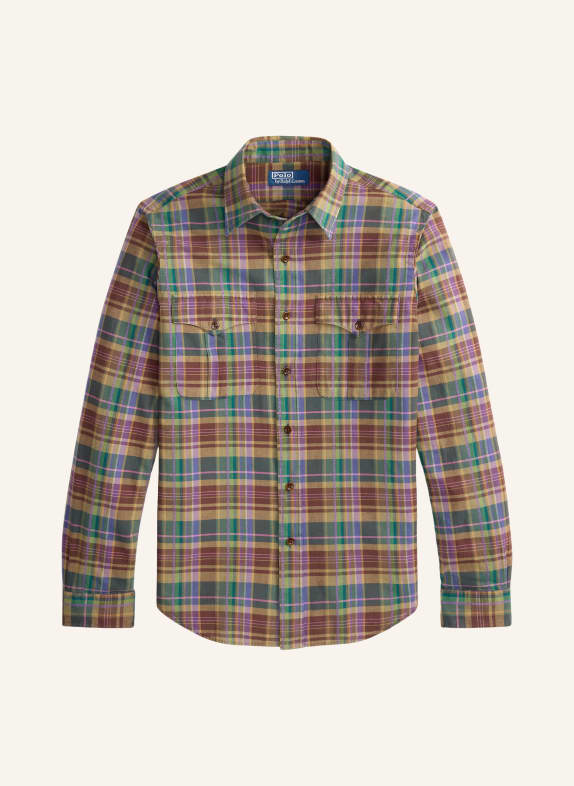 POLO RALPH LAUREN Hemd Classic Fit BRAUN / LILA / GRÜN