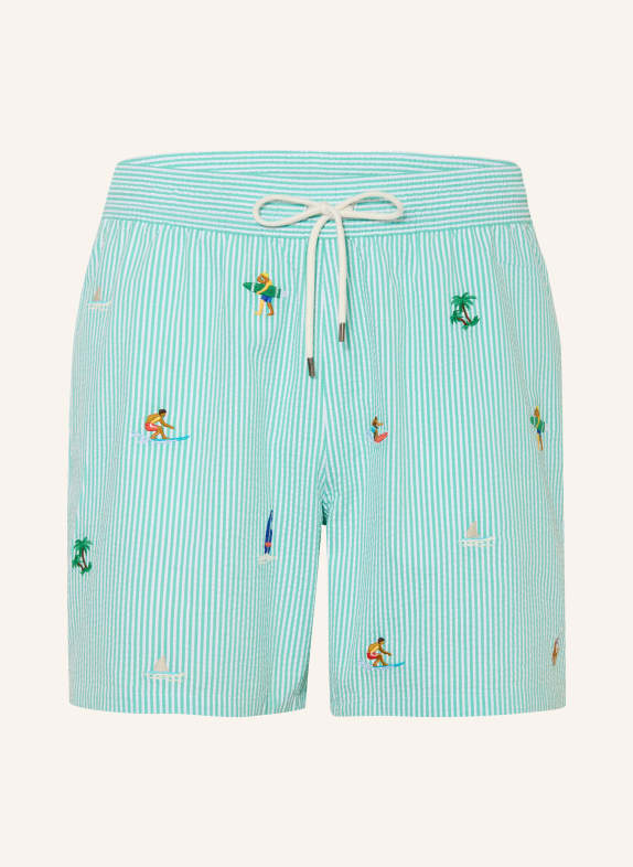 POLO RALPH LAUREN Swim shorts LIGHT GREEN / RED / WHITE