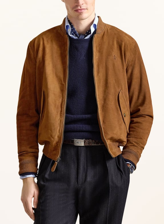 POLO RALPH LAUREN leather jacket BROWN