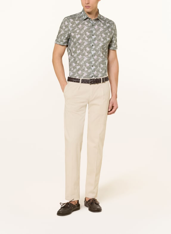 OLYMP Kurzarm-Hemd Level Five body fit GRÜN / ALTROSA / CREME