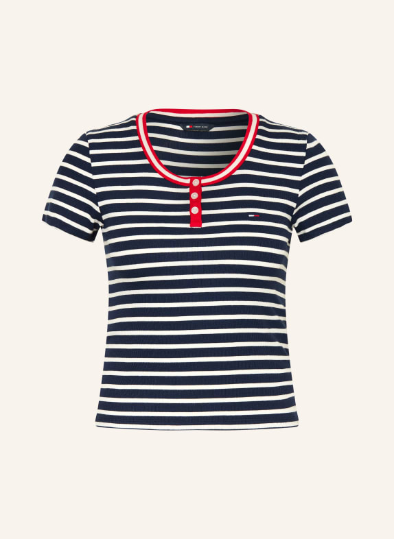 TOMMY JEANS Henley shirt DARK BLUE / RED / WHITE