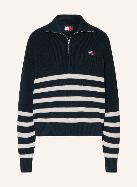 TOMMY JEANS Pulover cu guler înalt ALBASTRU ÎNCHIS / ALB