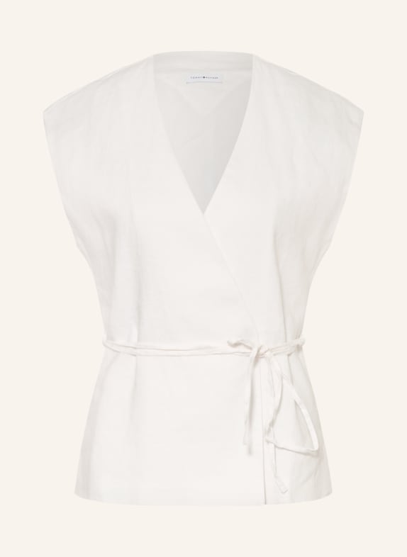 TOMMY HILFIGER Lněná sako-vesta BÍLÁ