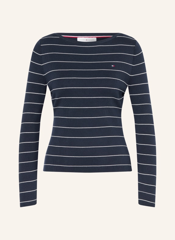 TOMMY HILFIGER Tričko s dlouhým rukávem TMAVĚ MODRÁ / BÍLÁ