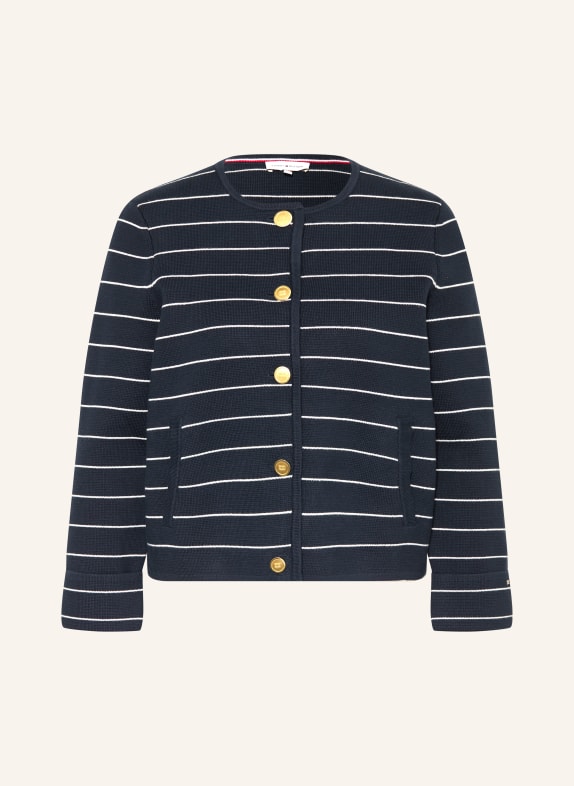 TOMMY HILFIGER Strickjacke DUNKELBLAU / WEISS