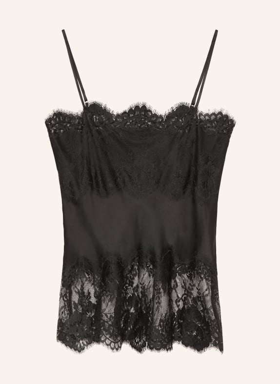 Herskind LINNEA Satin Top with Lace BLACK