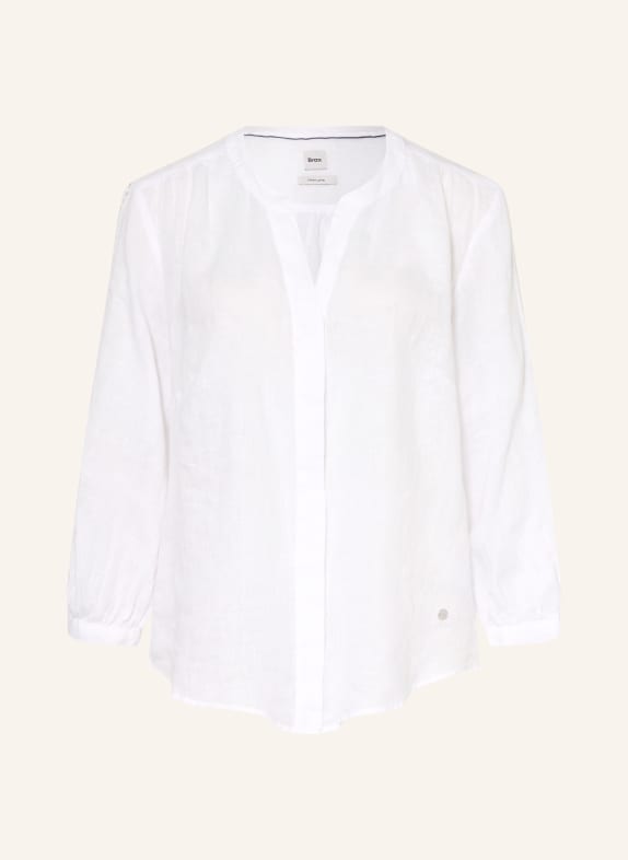 BRAX Lněná blůza VELIA s 3/4 rukávy BÍLÁ