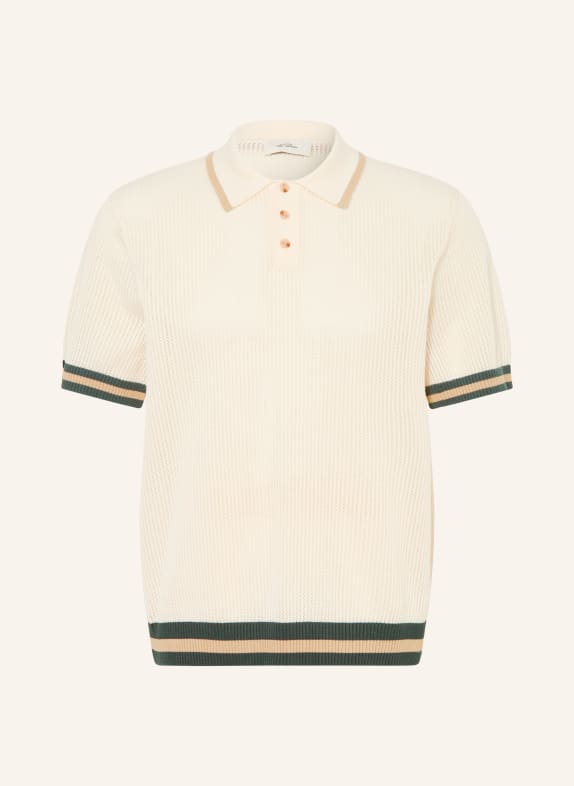 LES DEUX Knit polo shirt CREAM / BEIGE / DARK GREEN