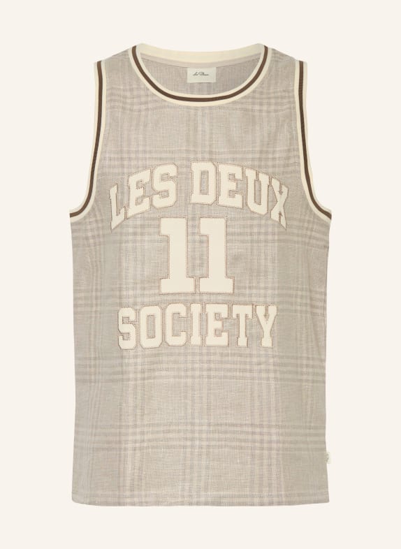 LES DEUX Tanktop met linnen LICHTGRIJS / CRÈME / TAUPE