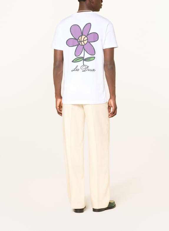LES DEUX T-shirt FLOWER WIT / PAARS / ZWART