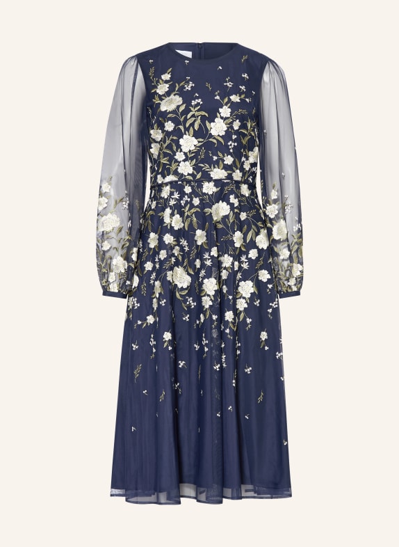 HOBBS Kleid LOIS DUNKELBLAU / CREME / HELLGRÜN