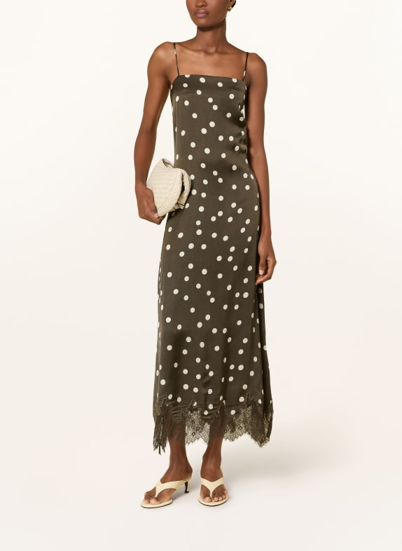 MSCH COPENHAGEN Robe en satin MSCHJIONNA avec dentelle MARRON FONCÉ / BLANC