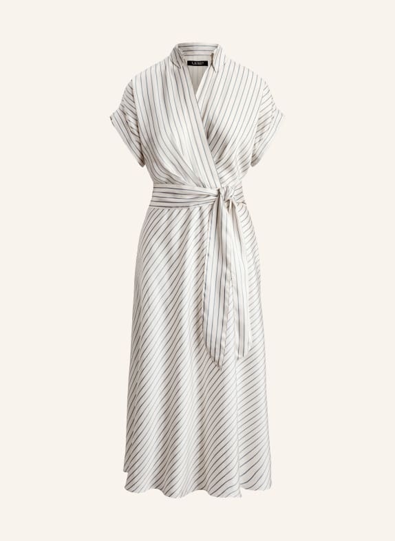 LAUREN RALPH LAUREN Wrap-style dress ECRU / BLUE GRAY
