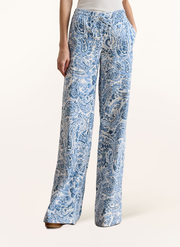 LAUREN RALPH LAUREN Pantalon Marlene en lin BLANC / BLEU CLAIR / BLEU
