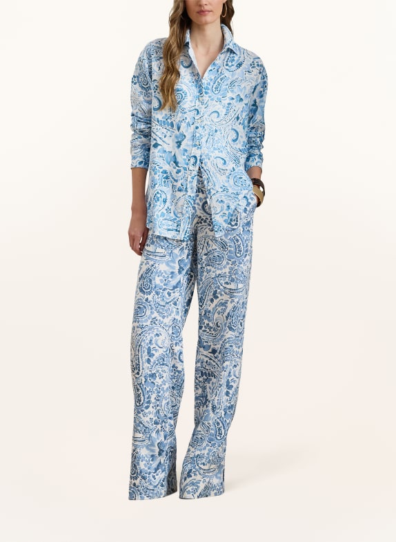 LAUREN RALPH LAUREN Chemisier en lin BLANC / BLEU CLAIR / BLEU