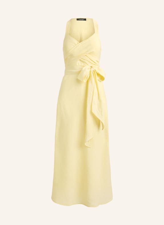 LAUREN RALPH LAUREN Robe en lin à effet cache-cœur JAUNE / BLANC