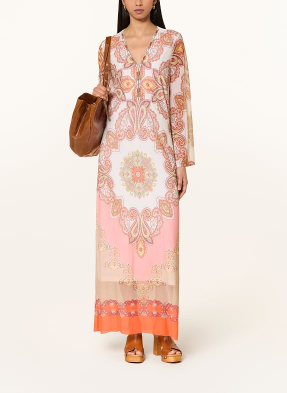 Ana Alcazar Mesh dress with rhinestones CREAM / SALMON / YELLOW