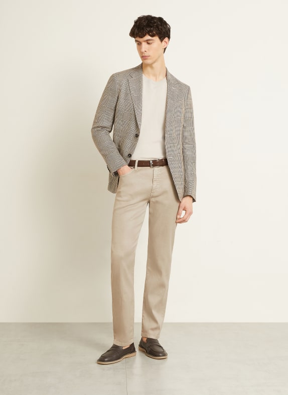 ZEGNA Kalhoty Slim Fit s lnem N02 MID BEIGE SOLID