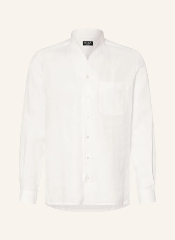 ZEGNA Chemise en lin Comfort Fit à col montant BLANC