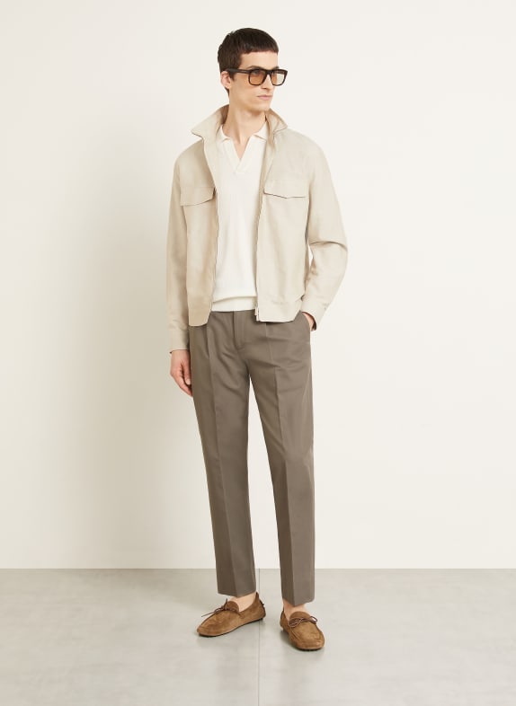 ZEGNA Kalhoty Pleated Fit ČERNOŠEDÁ