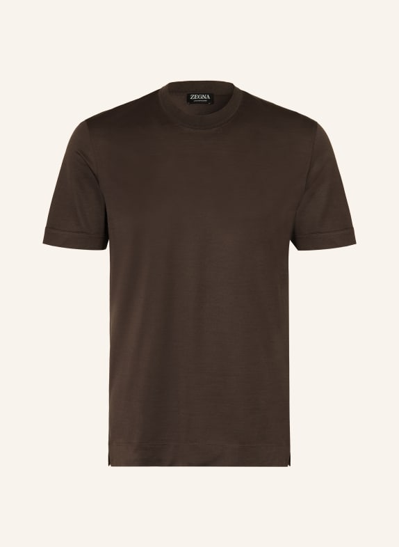 ZEGNA T-shirt with silk DARK BROWN