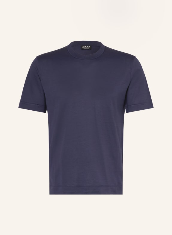 ZEGNA Tričko s hedvábím TMAVĚ MODRÁ