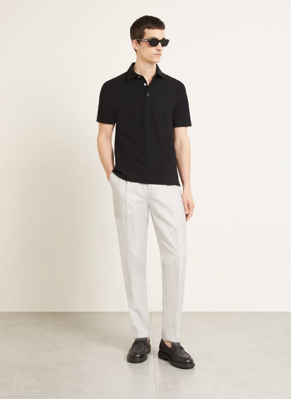 ZEGNA Piqué polokošile ČERNÁ