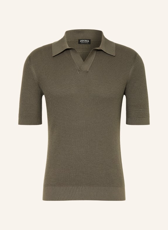 ZEGNA knitted polo shirt KHAKI
