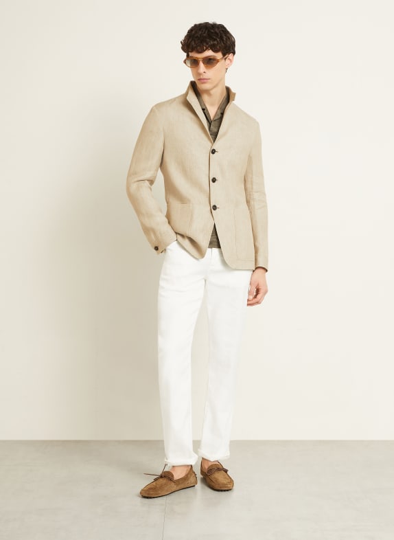 ZEGNA Lněné sako Slim Fit BÉŽOVÁ