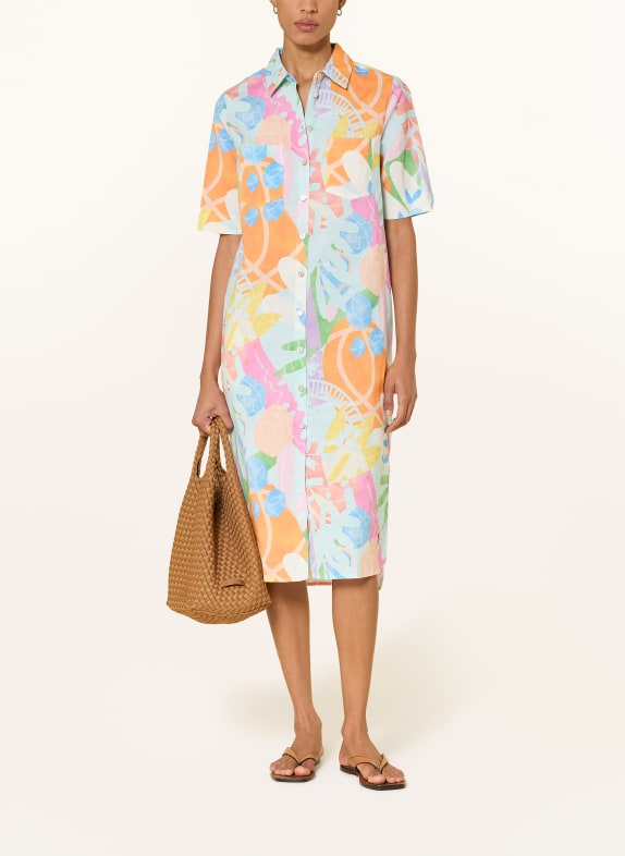 FRIEDA & FREDDIES Košilové šaty z lnu TMAVĚ MODRÁ / RŮŽOVÁ / ORANŽOVÁ