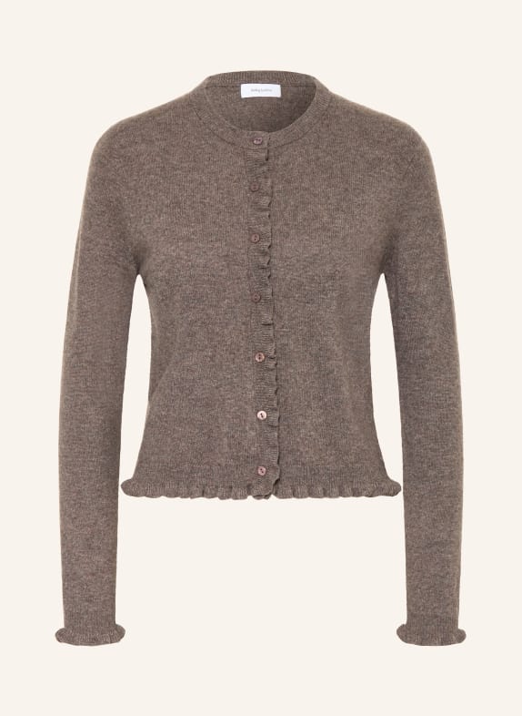 darling harbour Strickjacke aus Cashmere mit Rüschen truffle melange