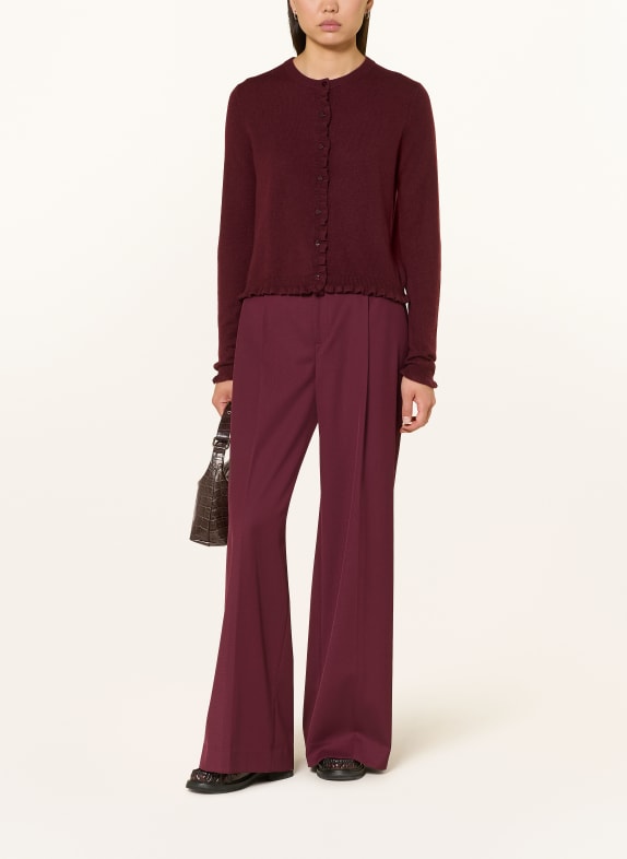 darling harbour Strickjacke aus Cashmere mit Rüschen deep merlot