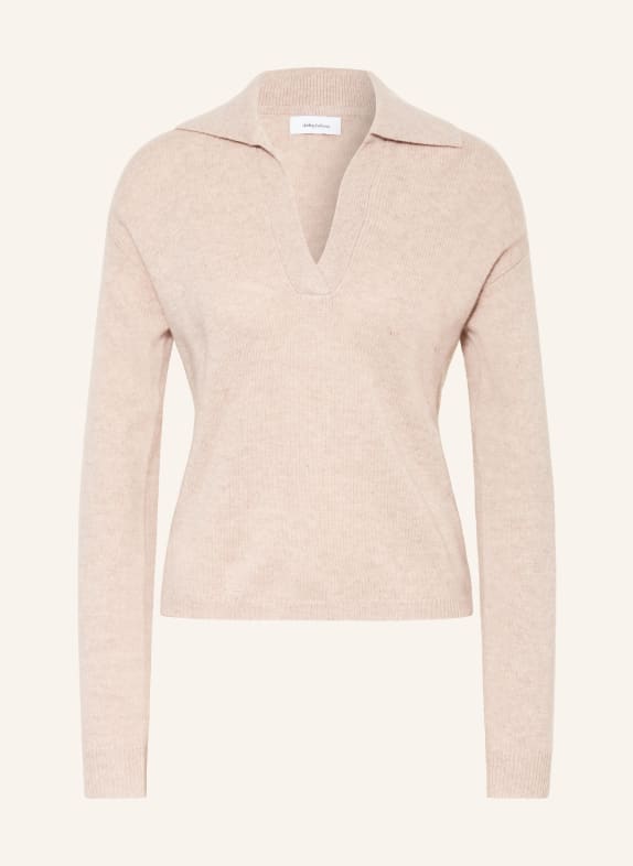 darling harbour Cashmere knit polo shirt sand melanange