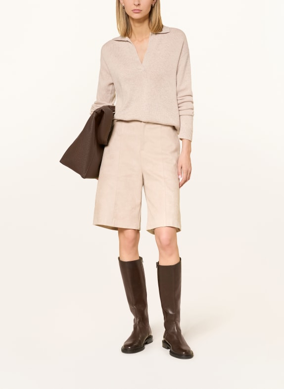 darling harbour Strick-Poloshirt aus Cashmere sand melanange