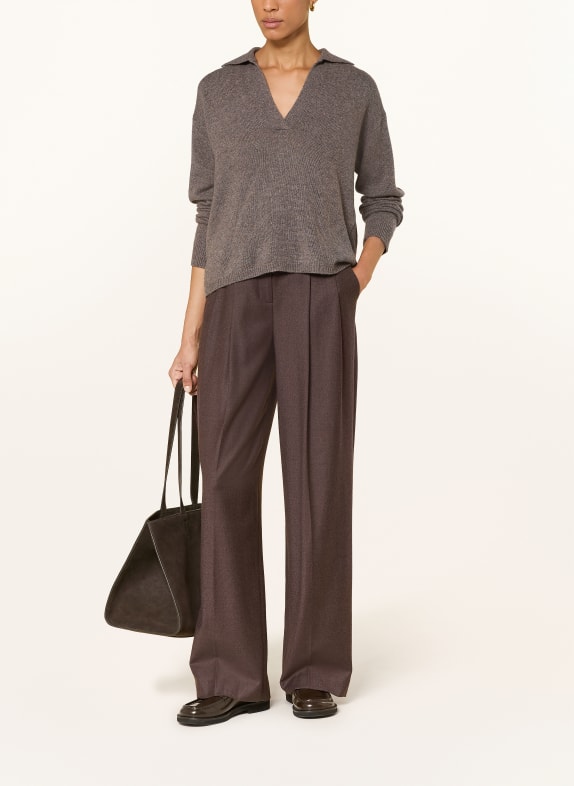 darling harbour Gebreid poloshirt van kasjmier truffle melange