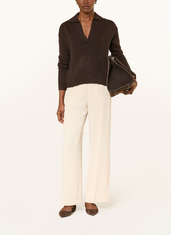 darling harbour Strick-Poloshirt aus Cashmere chocolate melange