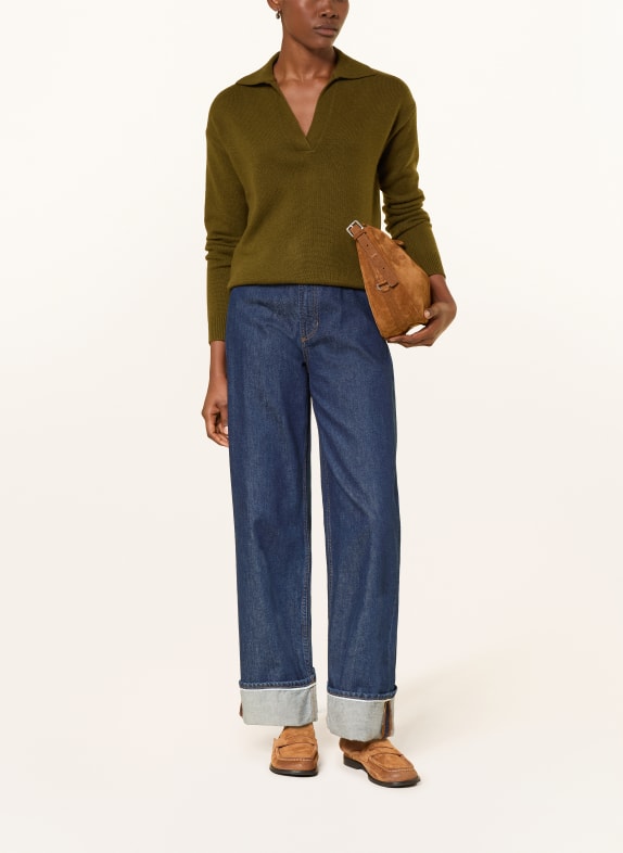 darling harbour Strick-Poloshirt aus Cashmere OLIVE