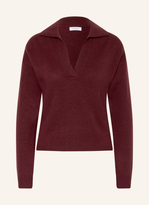 darling harbour Cashmere knit polo shirt deep merlot