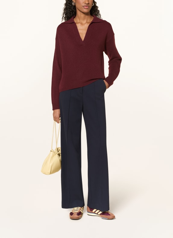 darling harbour Strick-Poloshirt aus Cashmere deep merlot