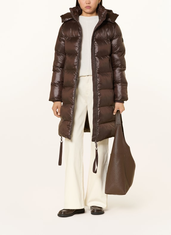 darling harbour Steppmantel mit abnehmbarer Kapuze DARK BROWN