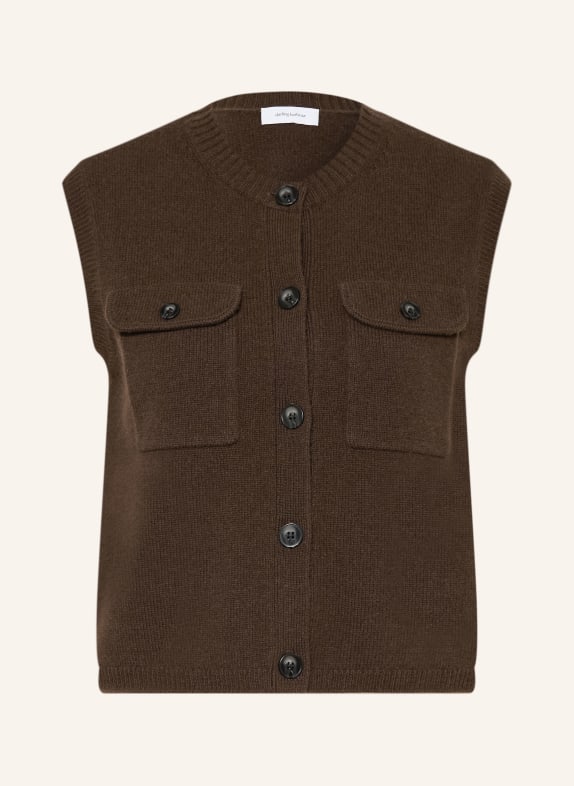 darling harbour Pletená vesta s kašmírem DARK BROWN